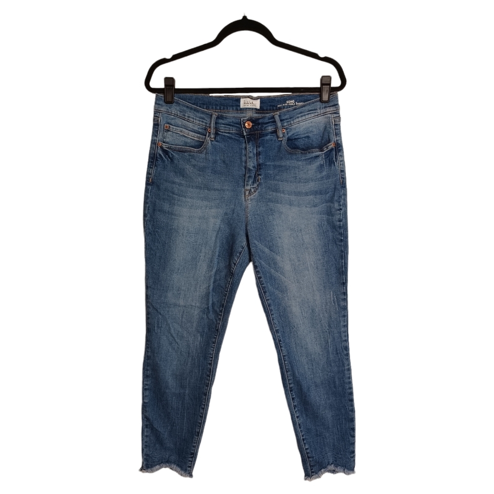 NICOLE MILLER NEW YORK Soho High Rise Ankle Raw Hem Skinny Jeans 10 (M)